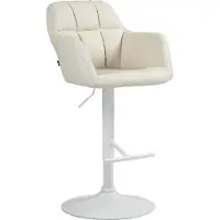CLP Barhocker Natoma Kunstleder creme/Metall matt weiss