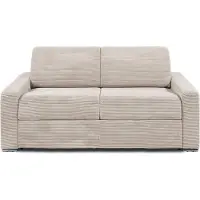 Vente-unique CALITO, Sofabett, Wohnzimmer, Beige, 3 Sitz(e), Samt, Samt