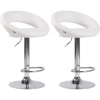 DELUKE 2er Set Barhocker MEKIM - Kunstleder Weiß 53x47x80 cm Silber | Barstuhl Höhenverstellbar Mit Lehne Drehbar Tresenhocker Tresenstuhl Kneipenhocker