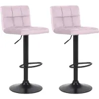 DELUKE 2er Set Barhocker RIVAN - Samt Rosa 40x40x85 cm | Barstuhl Mit Lehne Tresenhocker Tresenstuhl Kneipenhocker Kneipenstuhl