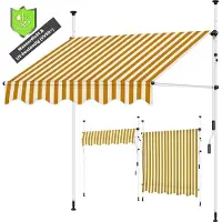 Melko Klemmmarkise LED 150x120 cm Orange/Weiß ohne Bohren Sonnenschutz