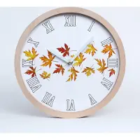 Tulup Holzuhr 30fi cm wanduhr - weiße Spitzen - Herbstblätter