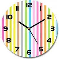 Tulup Wanduhr aus Glas 30fi Glasbild Glasuhr Gehärtetes Glas - schwarze-zeiger - Colored stripes