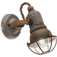 Licht-Erlebnisse Strahler Keramik Metall E14 verstellbar Taupe Shabby Antik Rostbraun Vintage Keramikleuchte