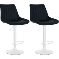 CLP 2er Set Barhocker Toni Kunstleder drehbar und stufenlos höhenverstellbar schwarz Material Gestell Metall matt weiss