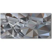 Tulup Wanduhr aus Glas – 60x30 cm - Glasbild - Glasuhr - Gehärtetes Glas - weisse-zeiger - Abstraction Dreiecke
