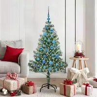vidaXL "Schlussverkauf" Künstlicher Weihnachtsbaum - Tannenbaum - Kunstbaum moderne - beschneit mit LED Licht 150 cm C13010