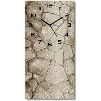 Tulup Wanduhr aus Glas – 30x60 cm - Glasbild - Glasuhr - Gehärtetes Glas -Steinmauer
