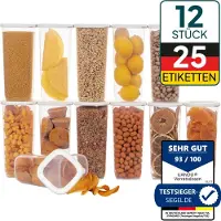 Uandu Vorratsdosen mit Deckel Luftdicht Set, BPA frei, Aufbewahrungsbox, Küchenorganizer, Vorratsbehälter Mehl Aufbewahrung Küche - 12x1750ml - Weiß
