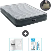 Intex Luftbett - 2 Personen - 152 x 203 x 33 cm - Grau - Inklusive Pumpe - Spannbettuch en Reperaturset