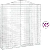 vidaXL Gabionen mit Hochbogen 5 Stk. 200x30x200/220cm Verzinktes Eisen