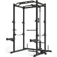ATLETICA R5-Combat Power Rack | Power Rack mit Vollausstattung | inkl. Latzug, Pull-Up und Dip Bar, Safeties, J-Hooks | 213cm