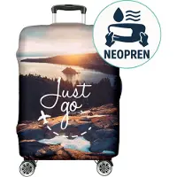 Ferocity Kofferhülle 27-31 Zoll, Reise-Koffer Hülle Abdeckung Neopren, elastisch und waschbar, Kofferschutzhülle, Kofferbezug, Groß L (H66-76 W48-56 D29-33 cm) Just Go [083]