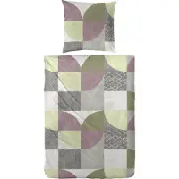 PRIMERA Edelflanell Bettwäsche 135x200 Karo Retro lila grau grün 174147-55