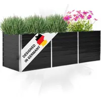 DELUKE Hochbeet für Garten OSKAR Anthrazit | 240x80x77cm | Verzinkter Stahl | Wetterfest | Gartenbeet Kräuterbeet Blumenbeet Beet hoch Frühbeet für Garten Gemüsebeet