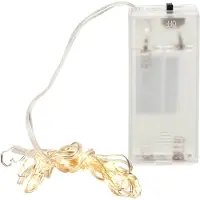 Cepewa LED Lichterkette Batterie Draht 10 Micro LEDs warmweiß 0,9m silber Batterie Innen