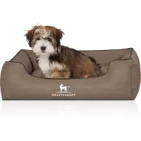 Knuffelwuff Hundebett Scottsdale aus Kunstleder, Größe M-L, 85 x 63 cm, in Steinoptik