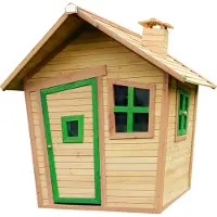 Axi Spielhaus Alice aus FSC Holz | Outdoor Kinderspielhaus für den Garten in Braun & Grün | Gartenhaus für Kinder mit Fenstern