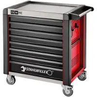 Stahlwille Werkstattwagen 98/8 PRO 8 Schubl. 651 x 1001 x 1020 mm rot, RAL 3020; schwarz, RAL 9005