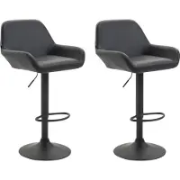DELUKE Barhocker 2er Set DUBLIN - Schwarz, Kunstleder, Schwarz | Barhocker mit Lehne Barstuhl Tresenhocker Tresenstuhl Kneipenhocker Kneipenstuhl
