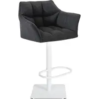 DELUKE Barhocker SIHAR - Stoff Dunkelgrau 64x45x88 cm Weiß | Barstuhl Höhenverstellbar Mit Lehne Drehbar Tresenhocker Tresenstuhl Kneipenhocker Kneipenstuhl