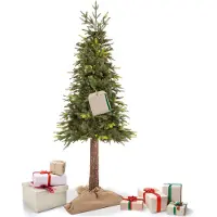 Springos Weihnachtsbaum künstlich auf Stamm 220 cm | Dichte Deluxe Naturfichte | Künstlicher Christbaum wie echt mit echtem Holzstamm