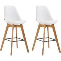 DELUKE 2er Set Barhocker GIKAR - Kunstleder Weiß 48x56x112 cm | Barstuhl Mit Lehne Tresenhocker Tresenstuhl Kneipenhocker Kneipenstuhl