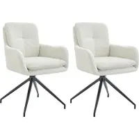 CLP 2er Set Esszimmerstühle Pickett Stoff Creme