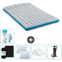 Intex Campingmatte – 2 Personen – 127 x 193 x 24 cm – Blau – im Lieferumfang enthalten Spannbettuch - Küssen - Pumpe - Reperaturset en Kissenschutz