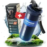 Bachgold Profi Outdoor Wasserfilter Flasche mit 1500L Filterkapazität I entfernt 99,99% aller Bakterien und filtert Viren, Partikel und Schwermetalle