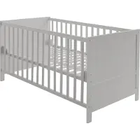 Roba Kombi Kinderbett 70 x 140 - Gitterbett 3-fach höhenverstellbar - 3 Schlupfsprossen - Babybett umbaubar zum Juniorbett - Holz taupe