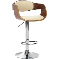 DELUKE Barhocker NADAN - Kunstleder Walnuss/creme 50x48x88 cm | Barstuhl Höhenverstellbar Drehbar Tresenhocker Tresenstuhl Kneipenhocker Kneipenstuhl