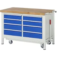 RAU Werkbank mit Fahrgestell 8477, B1250xT700xH880mm, 8x Schublade-TA