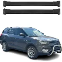 Omtec Dachträger Grundtäger für SsangYong XLV 2016-2019 75kg Aluminium Schwarz 2 tlg