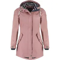 Dry Fashion Damen Regenmantel Kiel - Frauen Regenjacke Damen Jacke mit verstellbarer Kapuze Lang Winddicht Wasserdicht in Alt-Rosa Größe 36