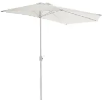 VCM Sonnenschirm | Maße ca. 2,7x1,4 m | Schirm mit Kurbel | Rechteckschirm | Sonnenschutz halbrund | Weiß