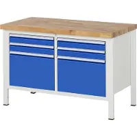 RAU Werkbank mit 6 Schubladen - Vollauszug - 90:4 / 360:2 - 840 x 1.250 x 700 mm (HxBxT) - Traglast 1.250 kg - Buche