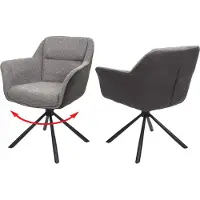 Mendler 2er-Set Esszimmerstuhl MCW-K33, Küchenstuhl Stuhl, drehbar Auto-Position, Stoff MVG Kunstleder, grau-dunkelgrau