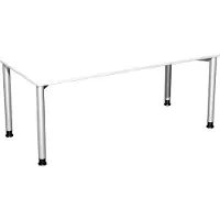 Geramöbel Schreibtisch B1800xT800mm weiß/weißalu, 4-Fuß Flex