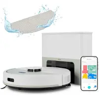 Medion Saugroboter mit Absaugstation und Wischfunktion X22 SW+ (Lasernavigation, Starke 5000Pa Saugkraft, 2in1 Roboterstaubsauger, präzise Kartenerstellung, Go & No Go Bereiche, mehrere Etagen) grau