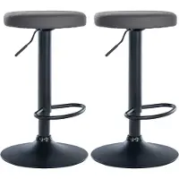 DELUKE 2er Set Barhocker KAZON - Kunstleder Grau 38.5x38.5x60 cm Schwarz | Barstuhl Höhenverstellbar Drehbar Tresenhocker Tresenstuhl Kneipenhocker