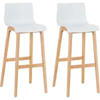 DELUKE Barhocker 2er Set DELHI - Weiß, Holz | Barhocker mit Lehne Barstuhl Tresenhocker Tresenstuhl Kneipenhocker Kneipenstuhl