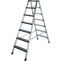 Iller-Leiter Iller Stufenstehleiter eloxiert 2x6 gepolsterte Stufen