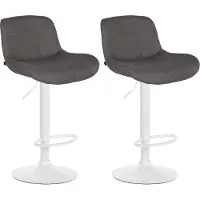 DELUKE 2er Set Barhocker PONOR - Stoff Dunkelgrau 50x50x85 cm Weiß | Barstuhl Höhenverstellbar Mit Lehne Drehbar Tresenhocker Tresenstuhl Kneipenhocker