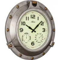 Atlanta 4545 Wanduhr Quarz analog Antik-Optik mit Thermometer