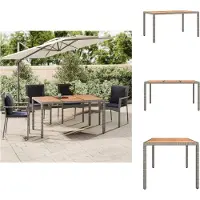 vidaXL Gartentisch mit Holzplatte Grau Poly Rattan & Massivholz Akazie - Gartentische