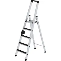 Munk Günzburger Steigtechnik Stufen-Stehleiter einseitig begehbar mit clip-step 5 Stufen