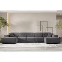 Fun-Möbel Wohnlandschaft Sofa U-Form CESINA XL in Stoff Ascot Bukla Grafit