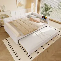 STILVORA Schlafsofa 140×200 Tagesbett Daybett mit multifunktionalem Ausziehbett,mit Lattenrost&Nachttischlampe,Jugendbett mit Typ-C&USB-Anschluss,mit Matratze, Weiß