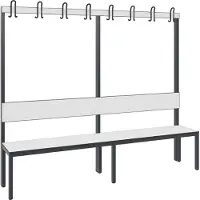 C+P Garderobenbank Basic Plus, 1-seitig, Rückenlehne, ohne Schuhrost, Fußgestell schwarzgrau RAL 7021, B 1960 mm, Dekor weiß